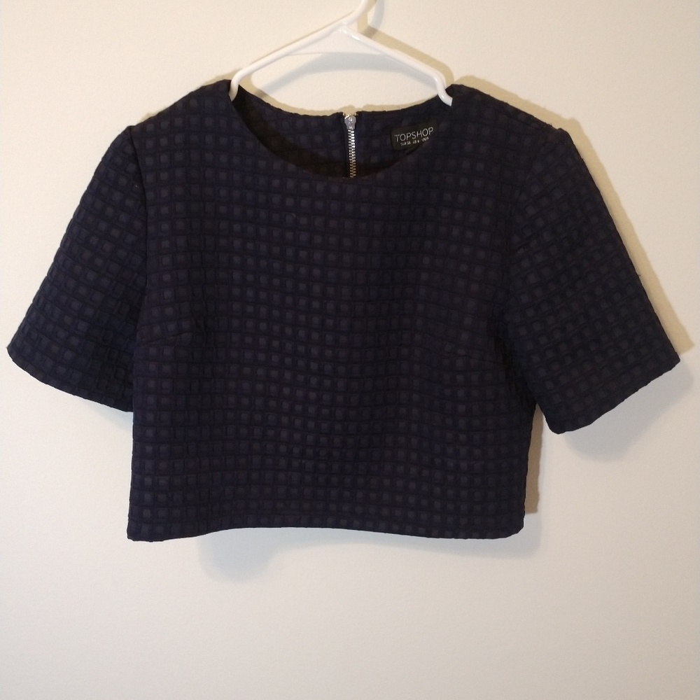Quilted navy blue Top shop crop top size 4